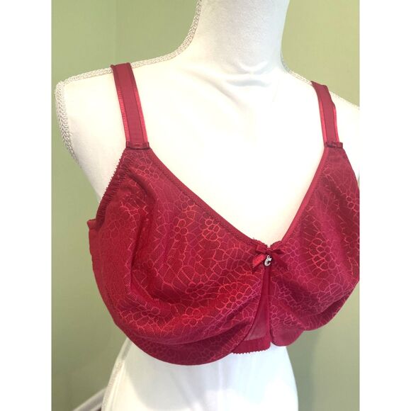 Chantelle Bra 42 F (DDD) Red Full Coverage Underwire Magnifique Minimizer Plus S - Picture 8 of 15